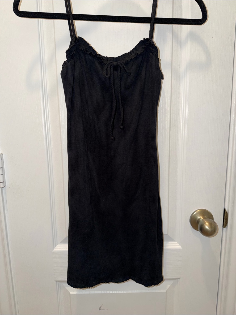 Urban Outfitters Black Ribbed Tie-Front Mini Dress